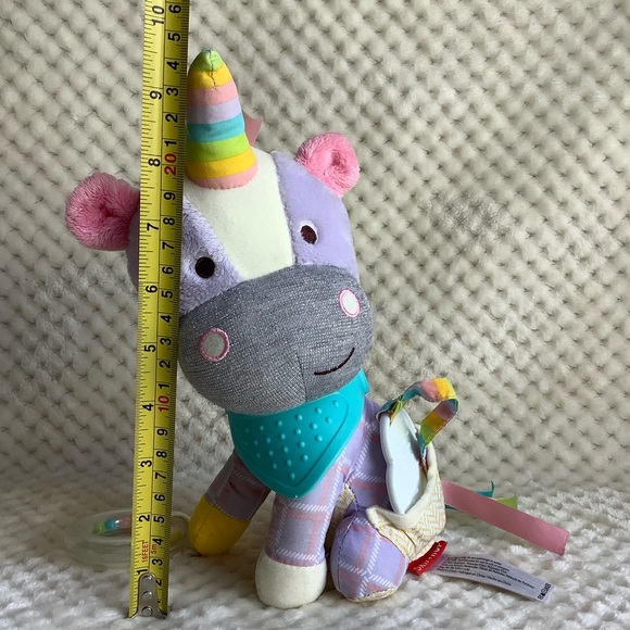 SKIP HOP Plush Unicorn Rattle Teething Crinkle Pastel Colour Stuffed Animal Toy - Picture 8 of 8